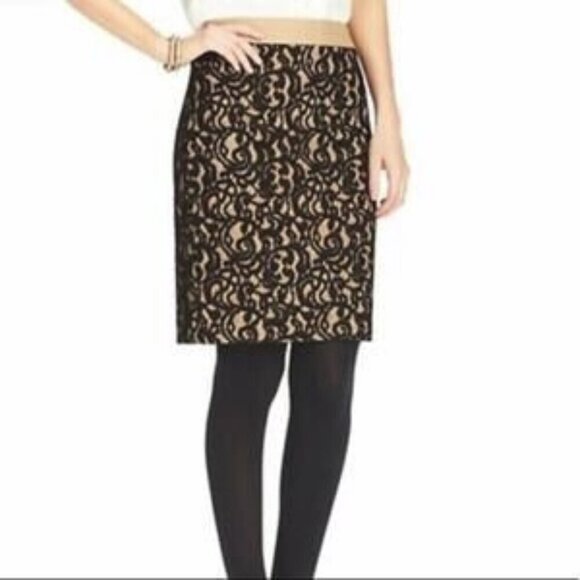 NWT LOFT Ann Taylor Gothic Whimsigoth Black Lack Skirt Size 0 - Picture 1 of 4
